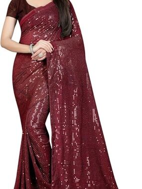 Indian Decor & Attire Bollywood Style Sarees Georgette with Heavy Sequence Work